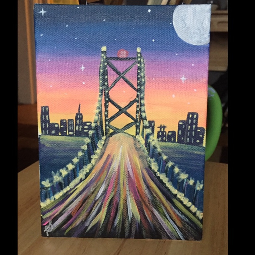 “City Lights” Postcard Painting